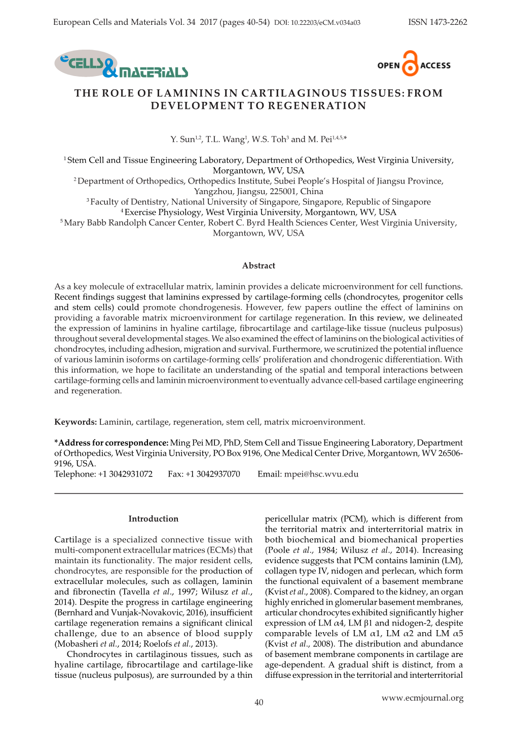 The Role of Laminins in Cartilaginous Tissues: from Development to Regeneration