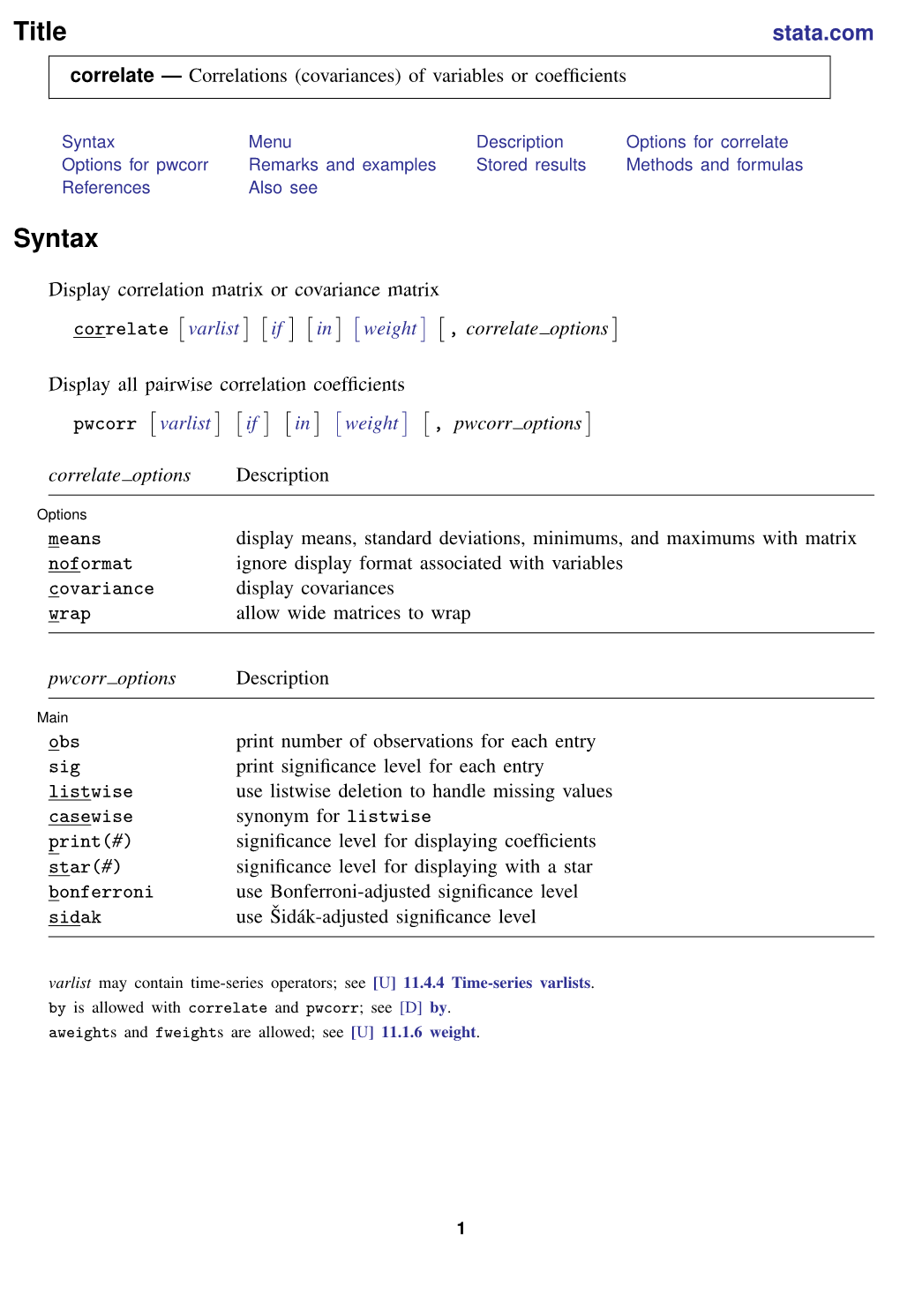 Correlations (Covariances) of Variables Or Coefﬁcients