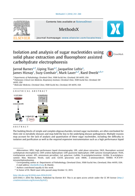 Isolation and Analysis of Sugar Nucleotides Using Solid Phase Extraction and ﬂuorophore Assisted Carbohydrate Electrophoresis