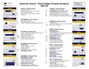 Grammar School - Pusch Ridge Christian Academy First Semester 87 1/2 Days 2021-22 Second Semester 89