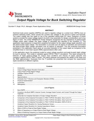 Output Ripple Voltage for Buck Switching Regulator (Rev. A)