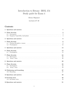 BIOL 154 Study Guide for Exam 4