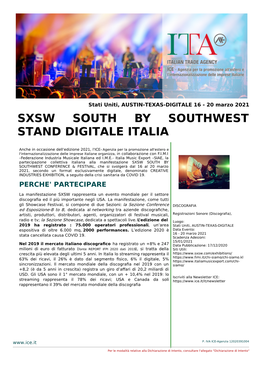 Sxsw South by Southwest Stand Digitale Italia