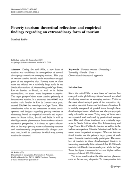 Poverty Tourism: Theoretical Reflections and Empirical Findings Regarding An