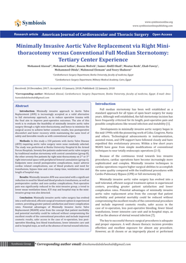 Minimally Invasive Aortic Valve Replacement Via Right Mini