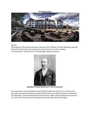 The Stanley Hotel History