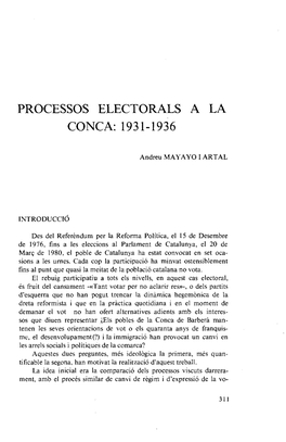 Processos Electorals a La Conca: 1931-1936
