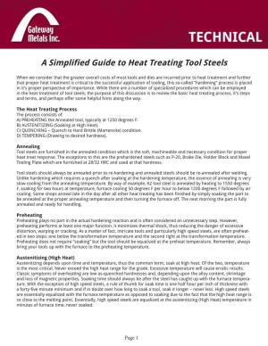 A Simplified Guide to Heat Treating Tool Steels