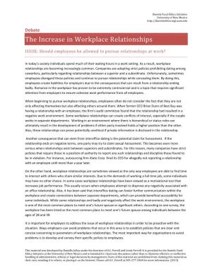 The Increase in Workplace Relationships