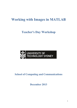 Working with Images in MATLAB