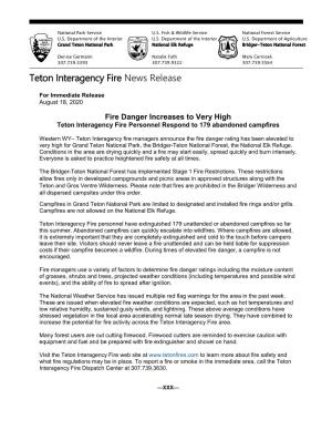 Teton Interagency Fire News Release