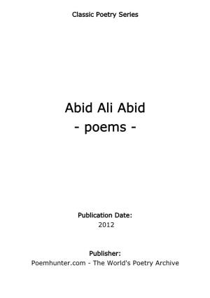 Abid Ali Abid - Poems