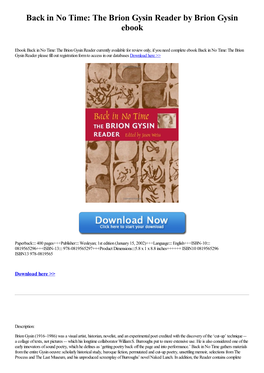 The Brion Gysin Reader by Brion Gysin Ebook