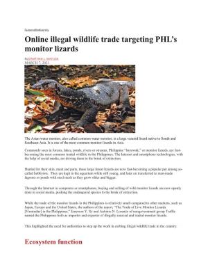 Online Illegal Wildlife Trade Targeting PHL's Monitor Lizards