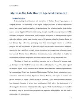 Ialysos in the Late Bronze Age Mediterranean