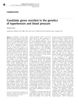 Candidate Genes Revisited in the Genetics of Hypertension and Blood Pressure