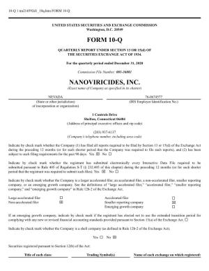 Form 10-Q Nanoviricides, Inc
