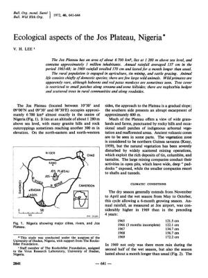 Ecological Aspects of the Jos Plateau, Nigeria*