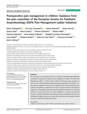 Postoperative Pain Management in Children
