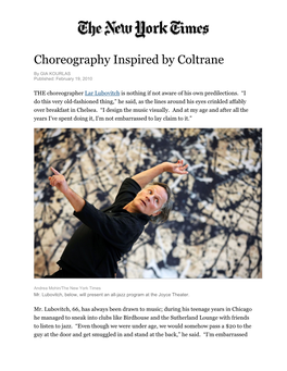 Choreography Inspired by Coltrane