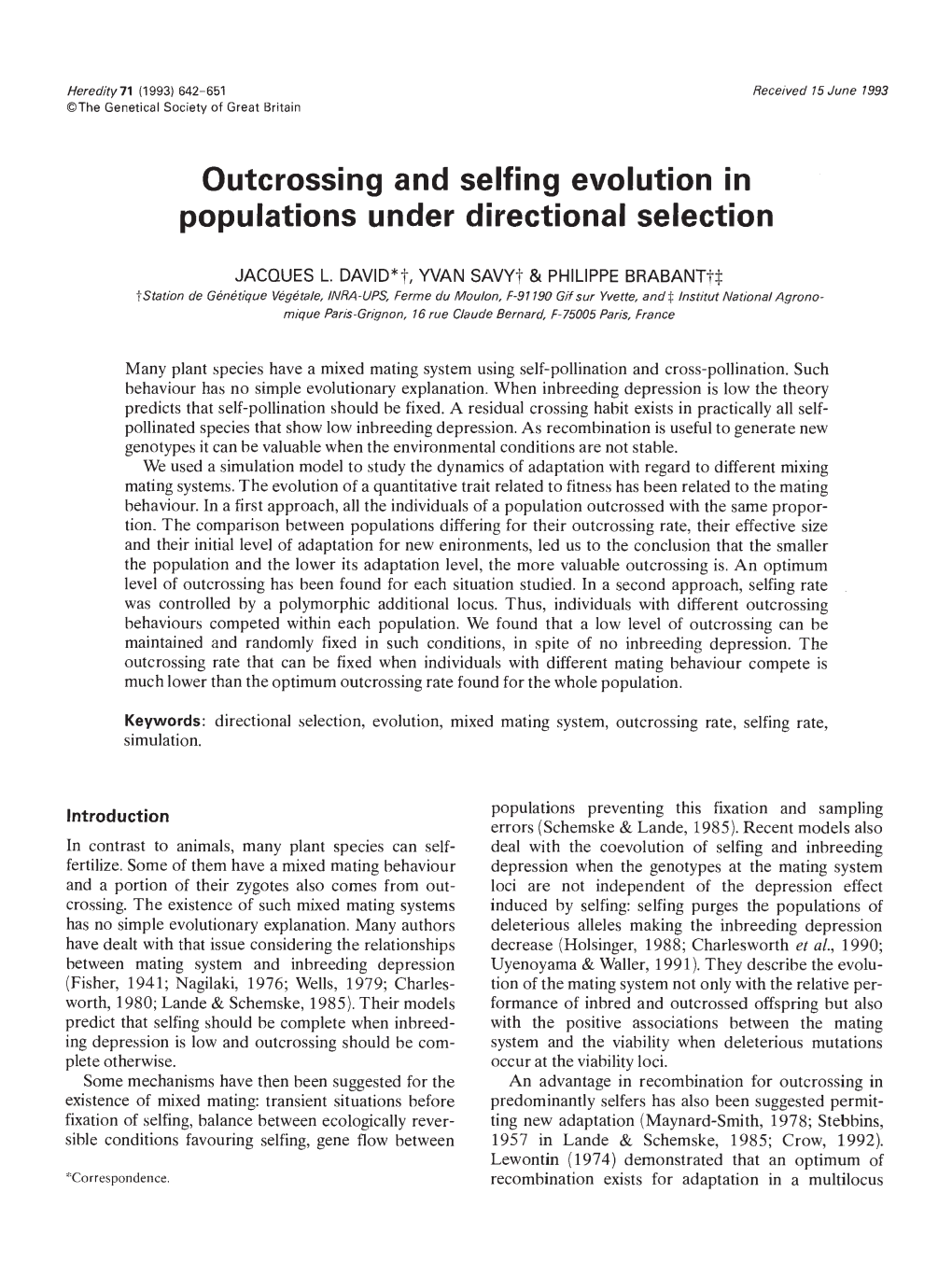 Outcrossing and Selfing Evolution in Populations Under Directional Selection