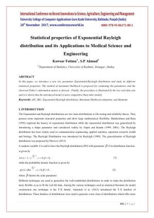 Statistical Properties of Exponential Rayleigh Distribution and Its
