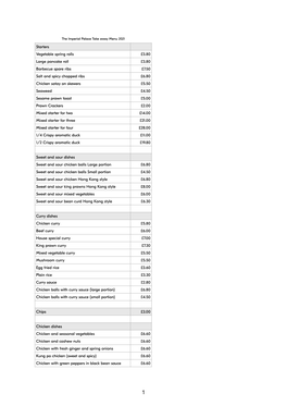 The Imperial Menu 2021