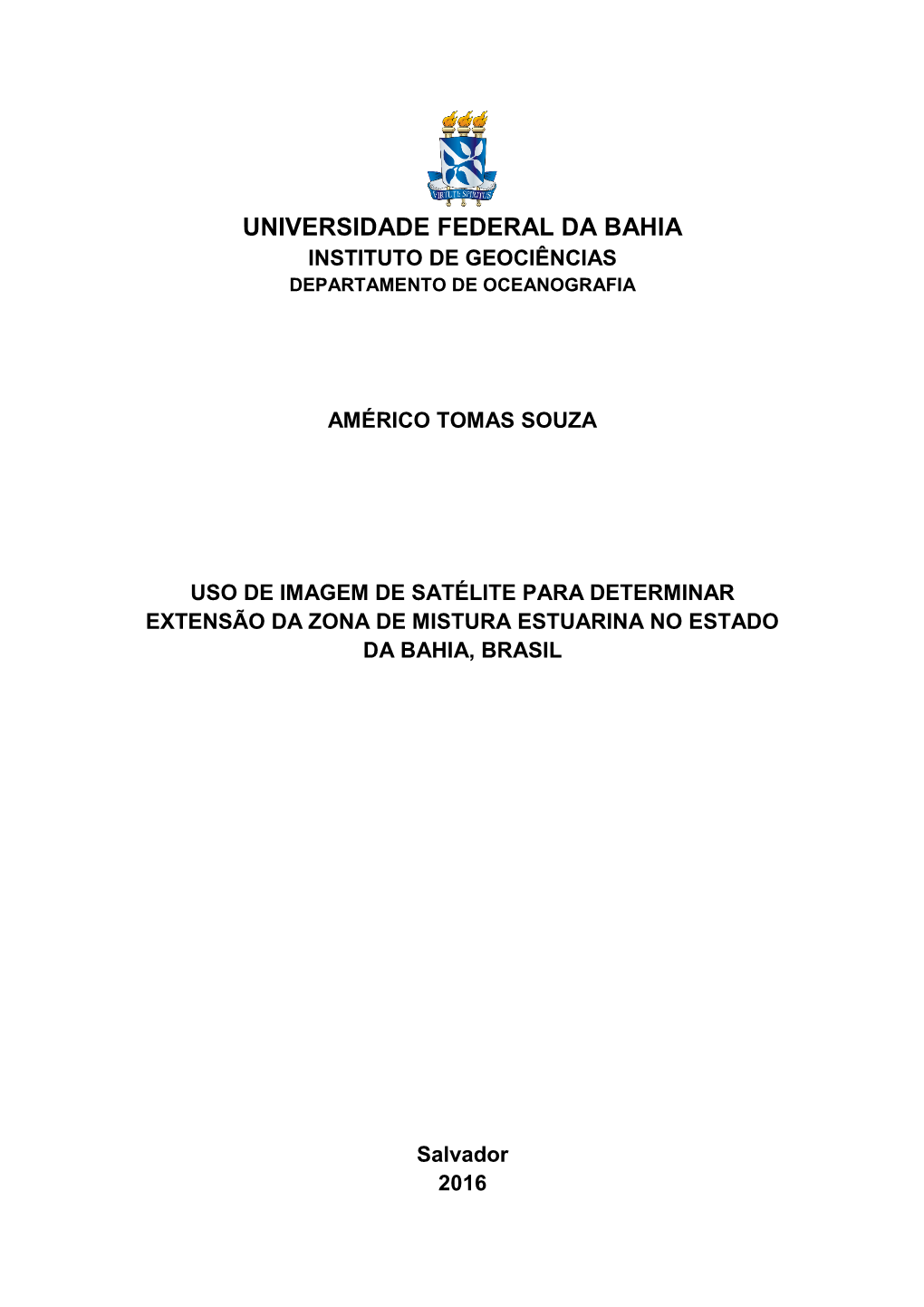 Universidade Federal Da Bahia Instituto De Geociências Departamento De Oceanografia