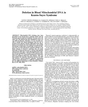Deletion in Blood Mitochondria1 DNA in Kearns-Sayre Syndrome