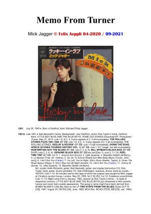 Mick Jagger © Felix Aeppli 04-2020 / 09-2021