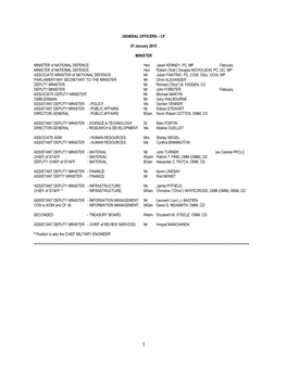CF 01 January 2015 MINISTER MINISTER of NATIONAL DEFENCE