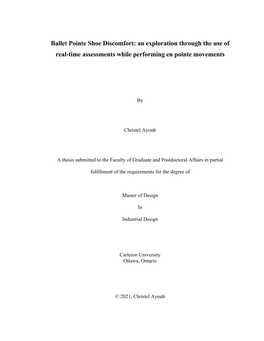 Ballet Pointe Shoe Discomfort: an Exploration Through the Use of Real-Time Assessments While Performing En Pointe Movements