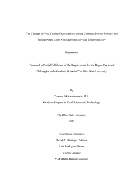 The Changes in Food Coating Characteristics During Coating a Powder Mixture And