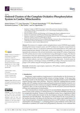 Ordered Clusters of the Complete Oxidative Phosphorylation System in Cardiac Mitochondria
