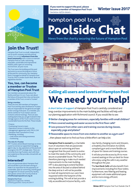 Poolside Chat News from the Charity Securing the Future of Hampton Pool