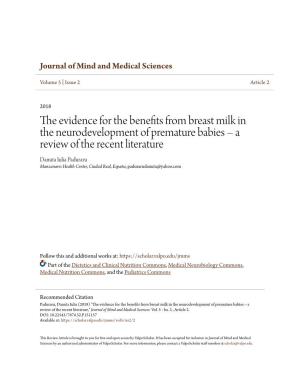 The Evidence for the Benefits from Breast Milk in The