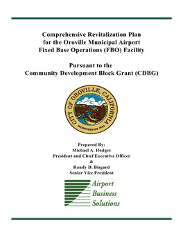 Comprehensive Revitalization Plan for the Oroville Municipal Airport Fixed Base Operations (FBO) Facility