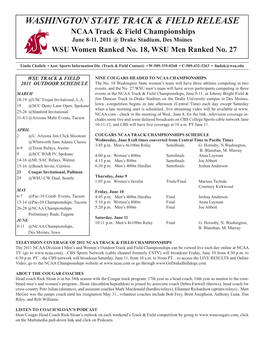 Washington State Track & Field Release