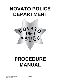 Novato Police Department Procedure Manual