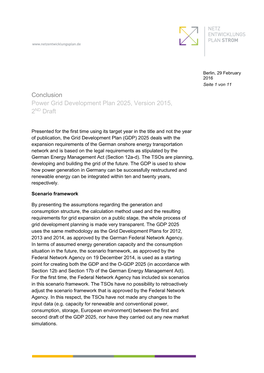 Conclusion Power Grid Development Plan 2025, Version 2015, 2ND Draft