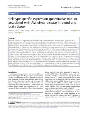 Cell-Type-Specific Expression Quantitative Trait Loci Associated with Alzheimer Disease in Blood and Brain Tissue