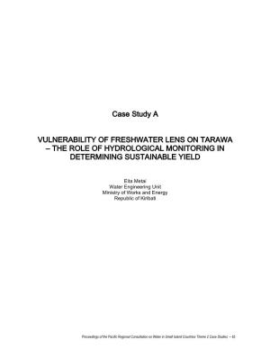 Case Study a VULNERABILITY of FRESHWATER LENS on TARAWA