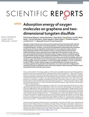 Adsorption Energy of Oxygen Molecules on Graphene and Two