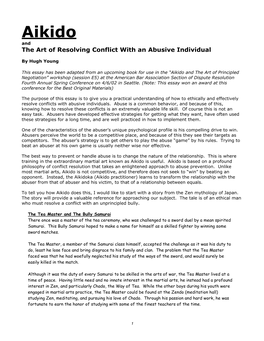 Aikido and the Art of Resolving Conflict with an Abusive Individual