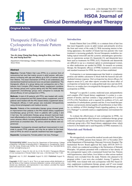 Therapeutic Efficacy of Oral Cyclosporine in Female Pattern Hair Loss