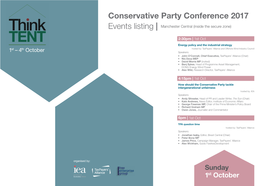 Conservative Party Conference 2017 Events Listing | Manchester Central (Inside the Secure Zone)