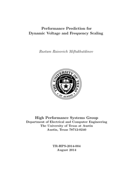 Performance Prediction for Dynamic Voltage and Frequency Scaling