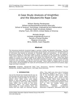A Case Study Analysis of Knightsec and the Steubenville Rape Case
