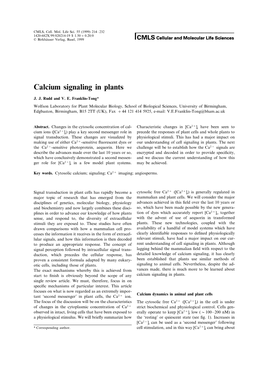 Calcium Signaling in Plants