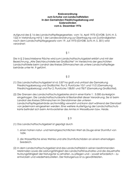 Kreisverordnung Zum Schutze Von Landschaftsteilen in Den Gemeinden Friedrichsgabekoog Und Süderwöhrden Vom 6